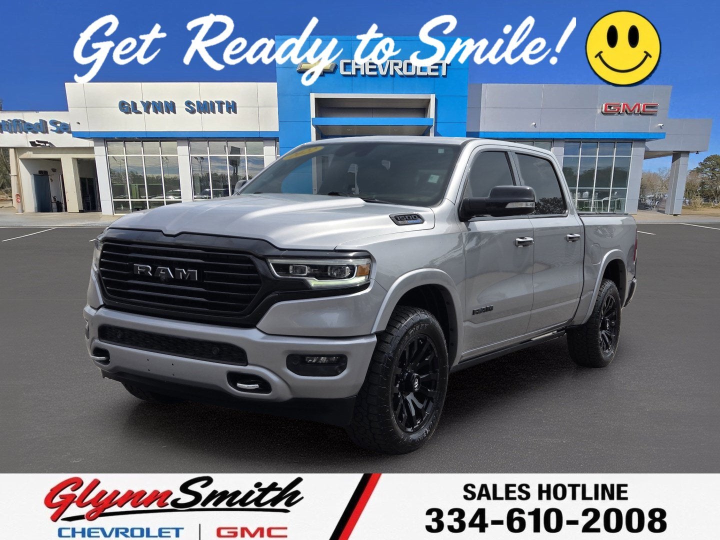 2022 RAM 1500 Longhorn in Billet Silver Metallic Clearcoat — front three-quarter view