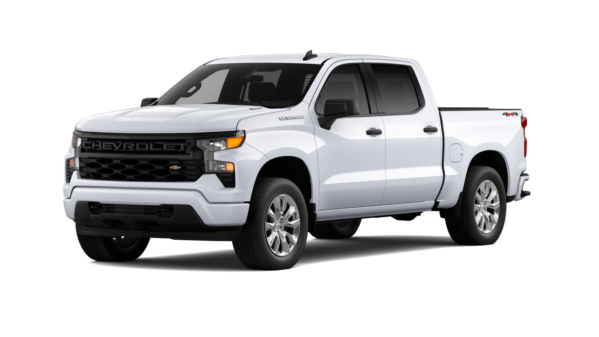 2026 Chevrolet Silverado 1500 Custom in Summit White — front three-quarter view
