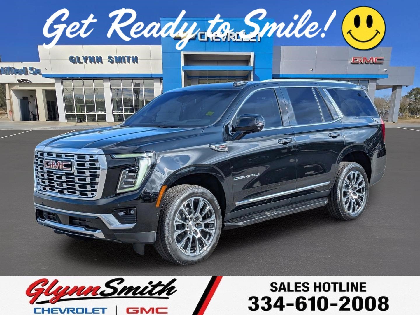 2025 GMC Yukon Denali in Onyx Black — front three-quarter view