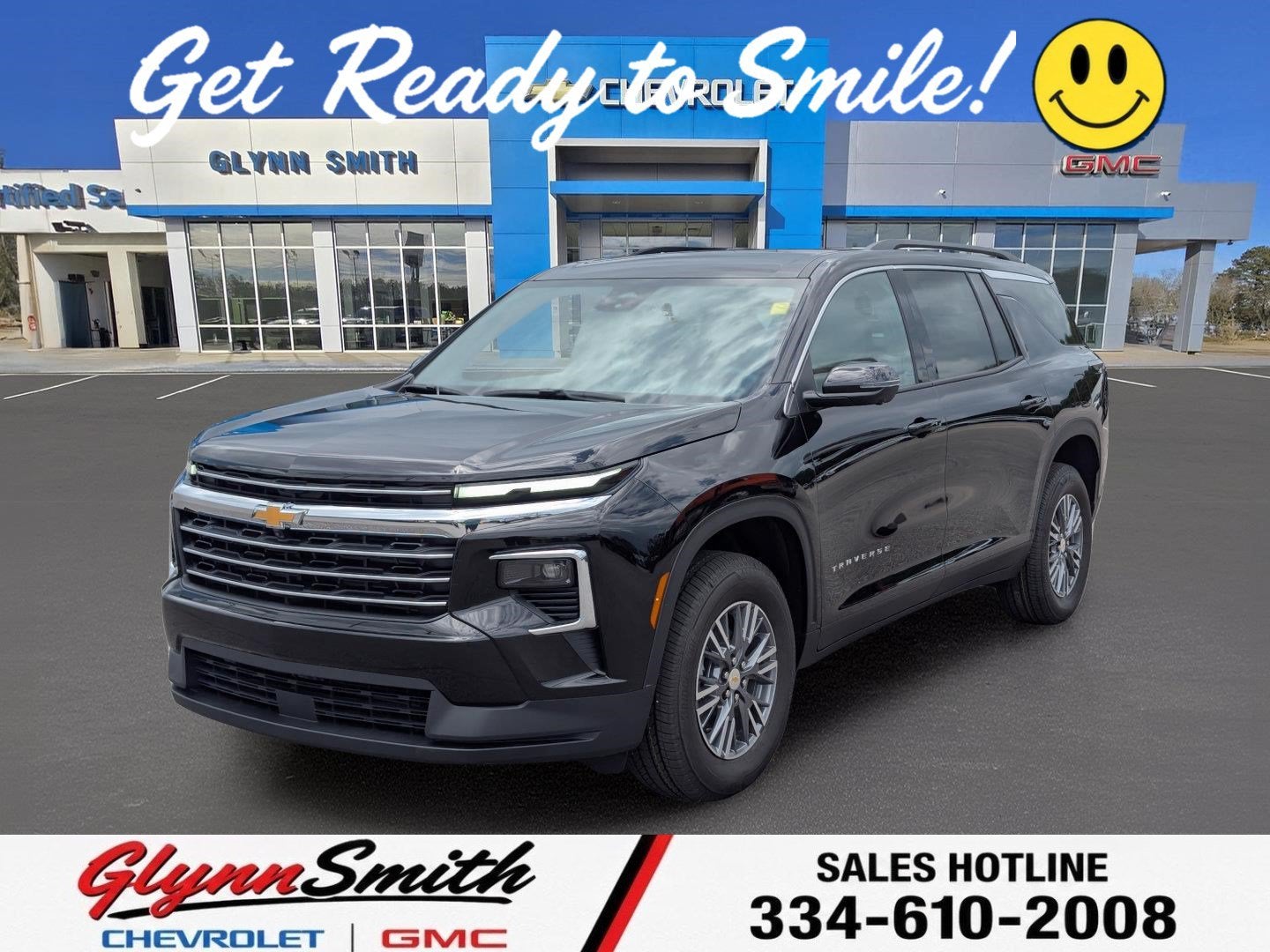 2026 Chevrolet Traverse LT in Mosaic Black Metallic — front three-quarter view