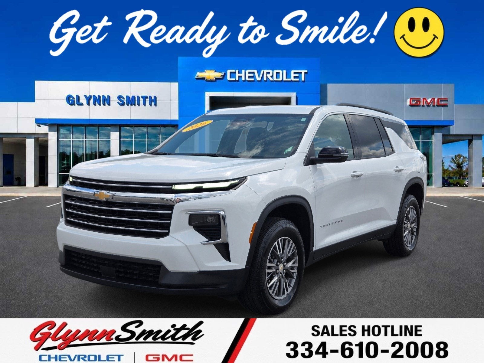 2026 Chevrolet Traverse LT in Summit White — front three-quarter view