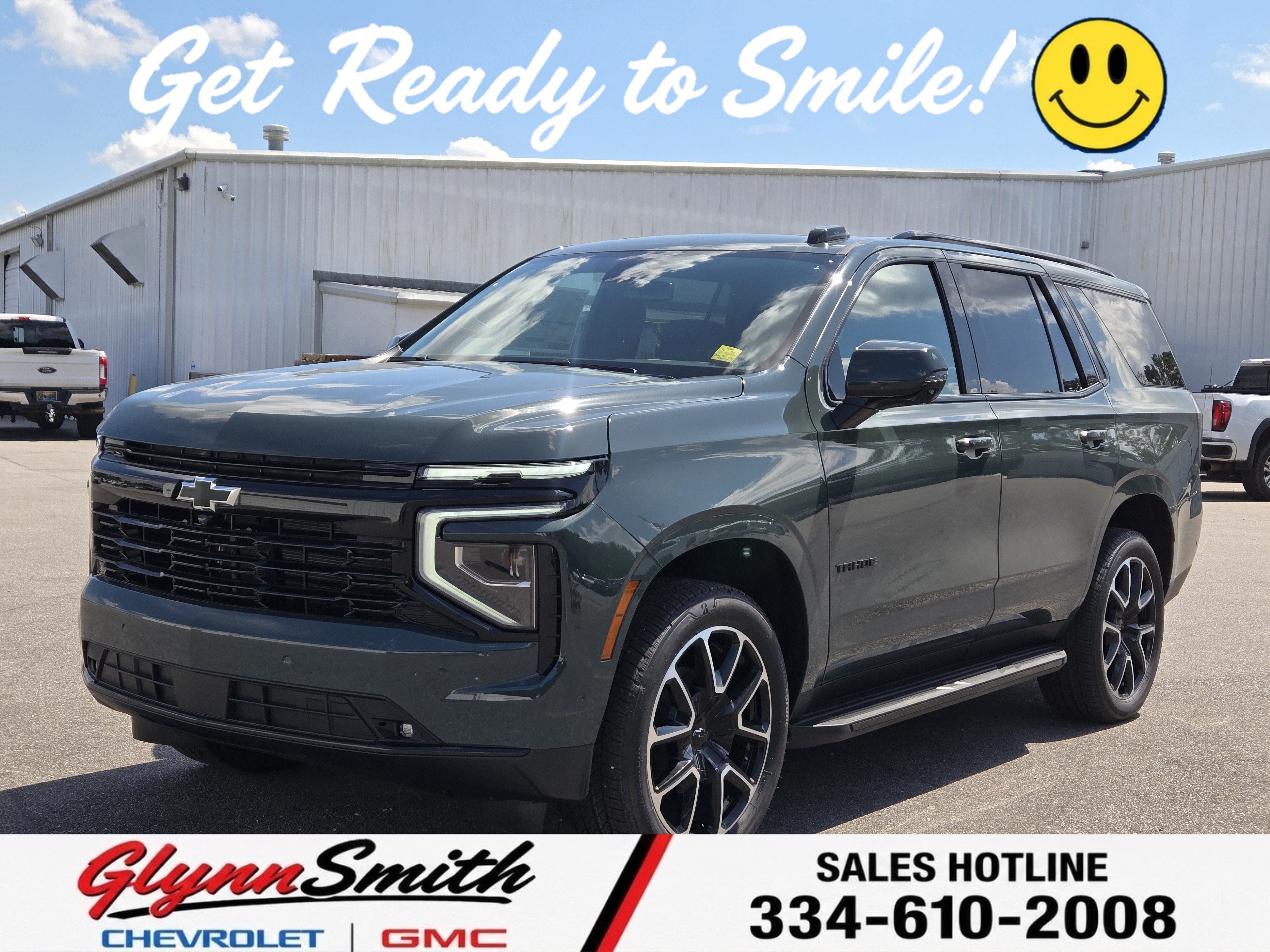 2026 Chevrolet Tahoe RST in Cypress Gray — front three-quarter view