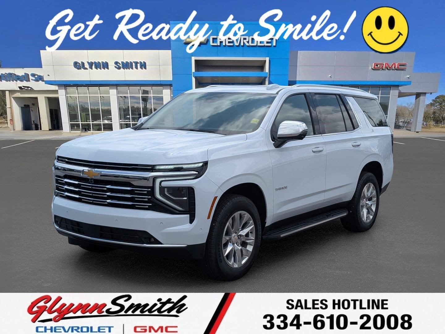 2026 Chevrolet Tahoe Premier in Polar White Tricoat — front three-quarter view