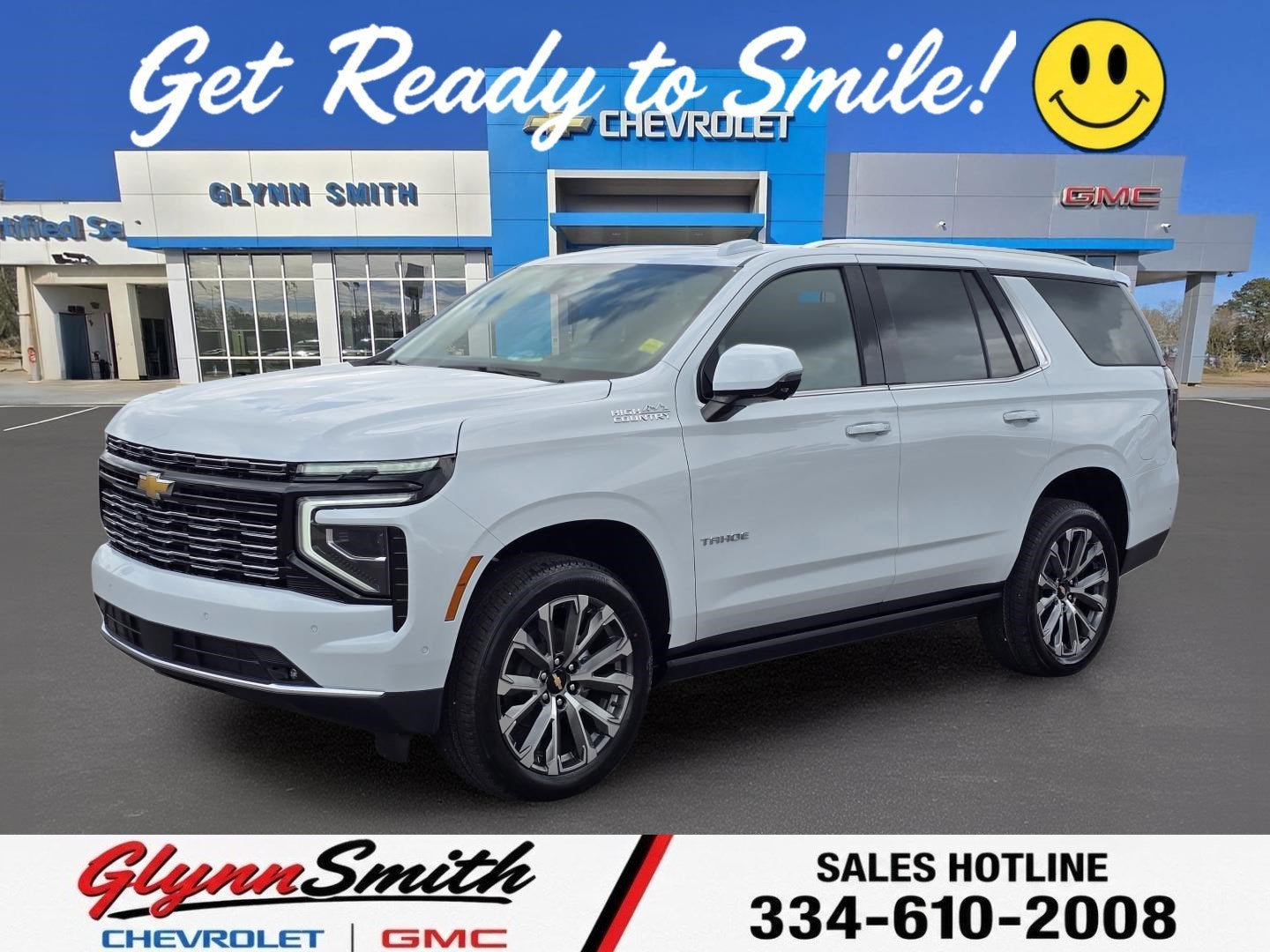 2026 Chevrolet Tahoe High Country in Polar White Tricoat — front three-quarter view