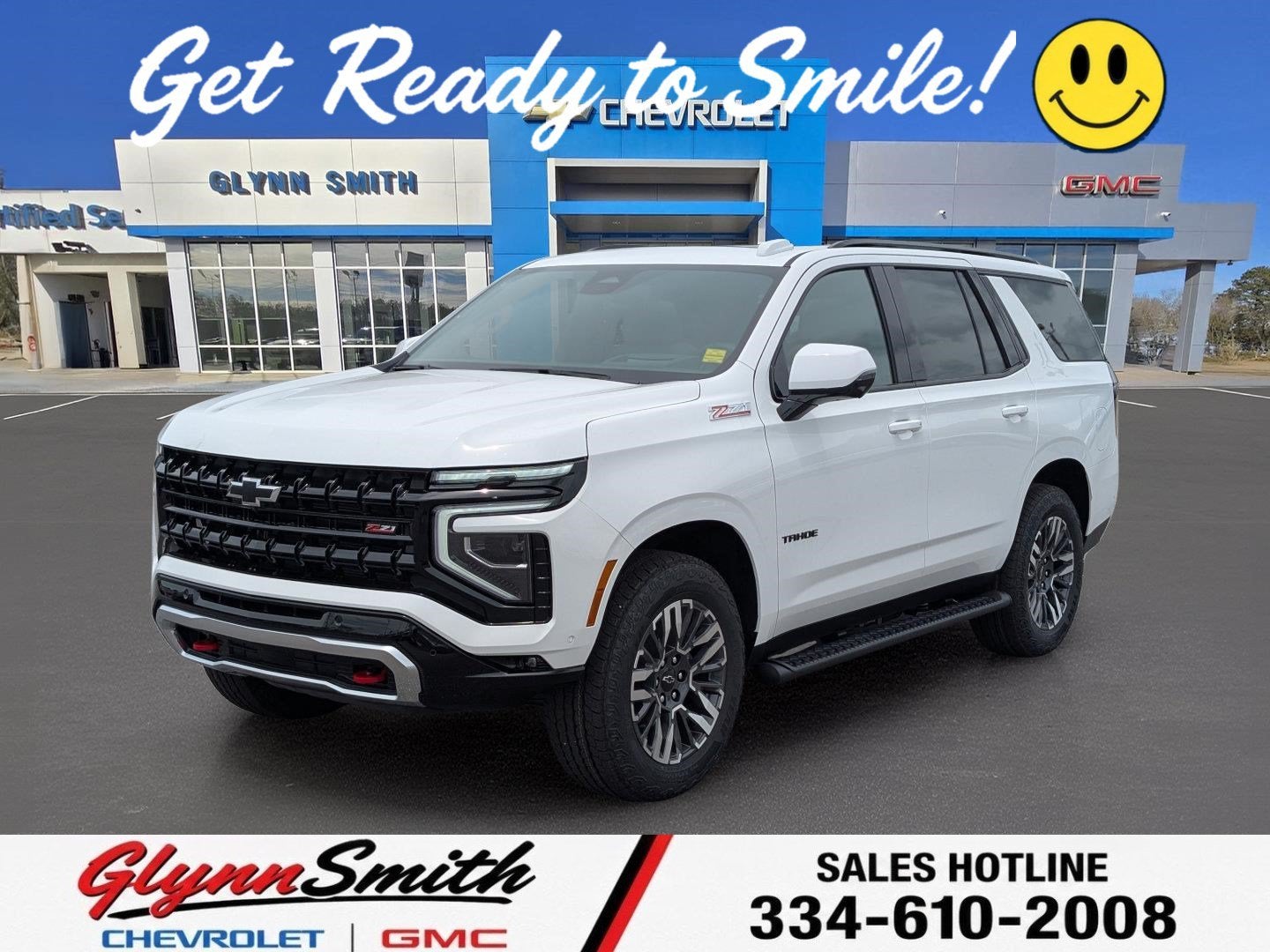 2026 Chevrolet Tahoe Z71 in Summit White — front three-quarter view