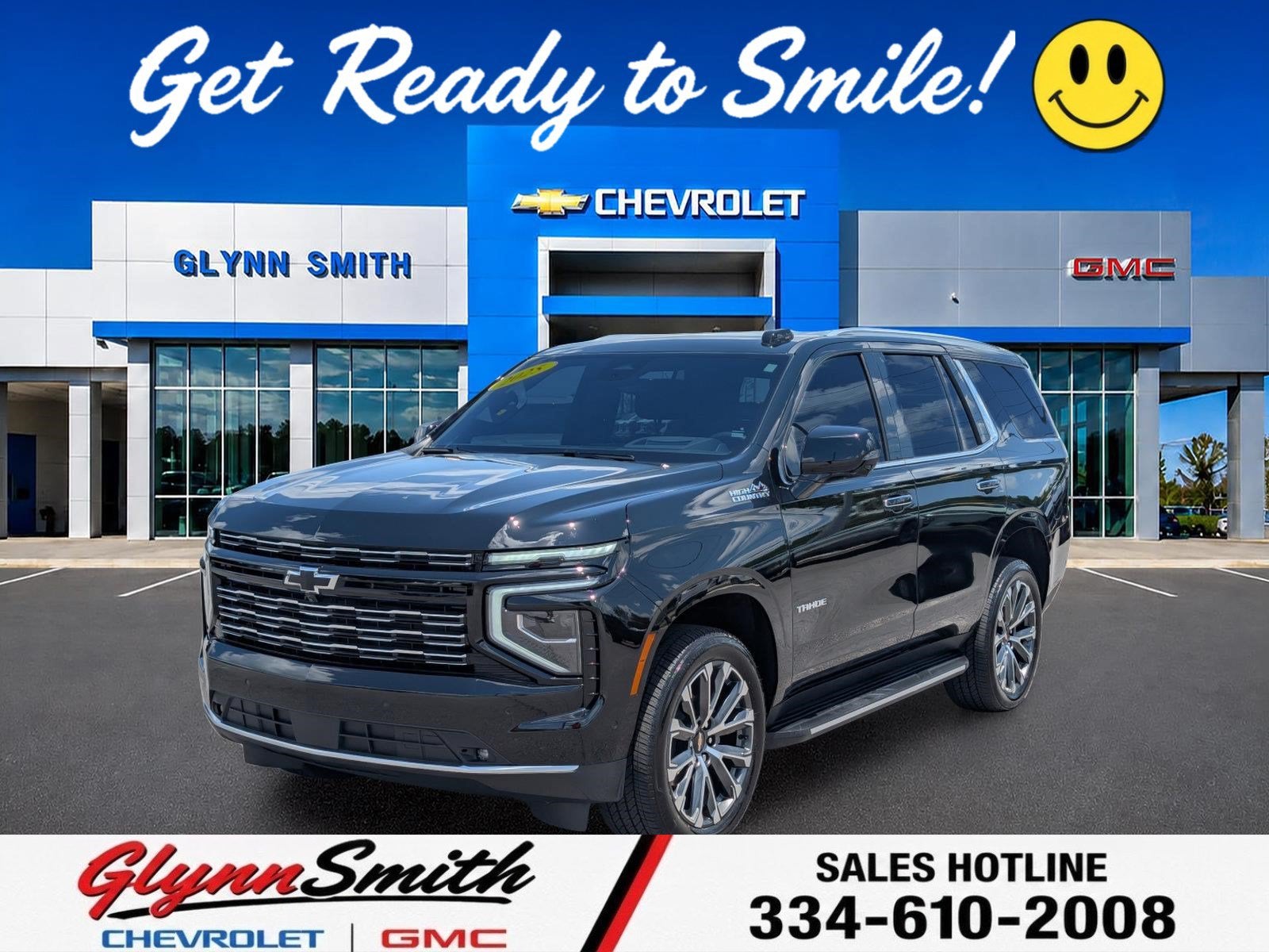 2025 Chevrolet Tahoe High Country in Black — front three-quarter view