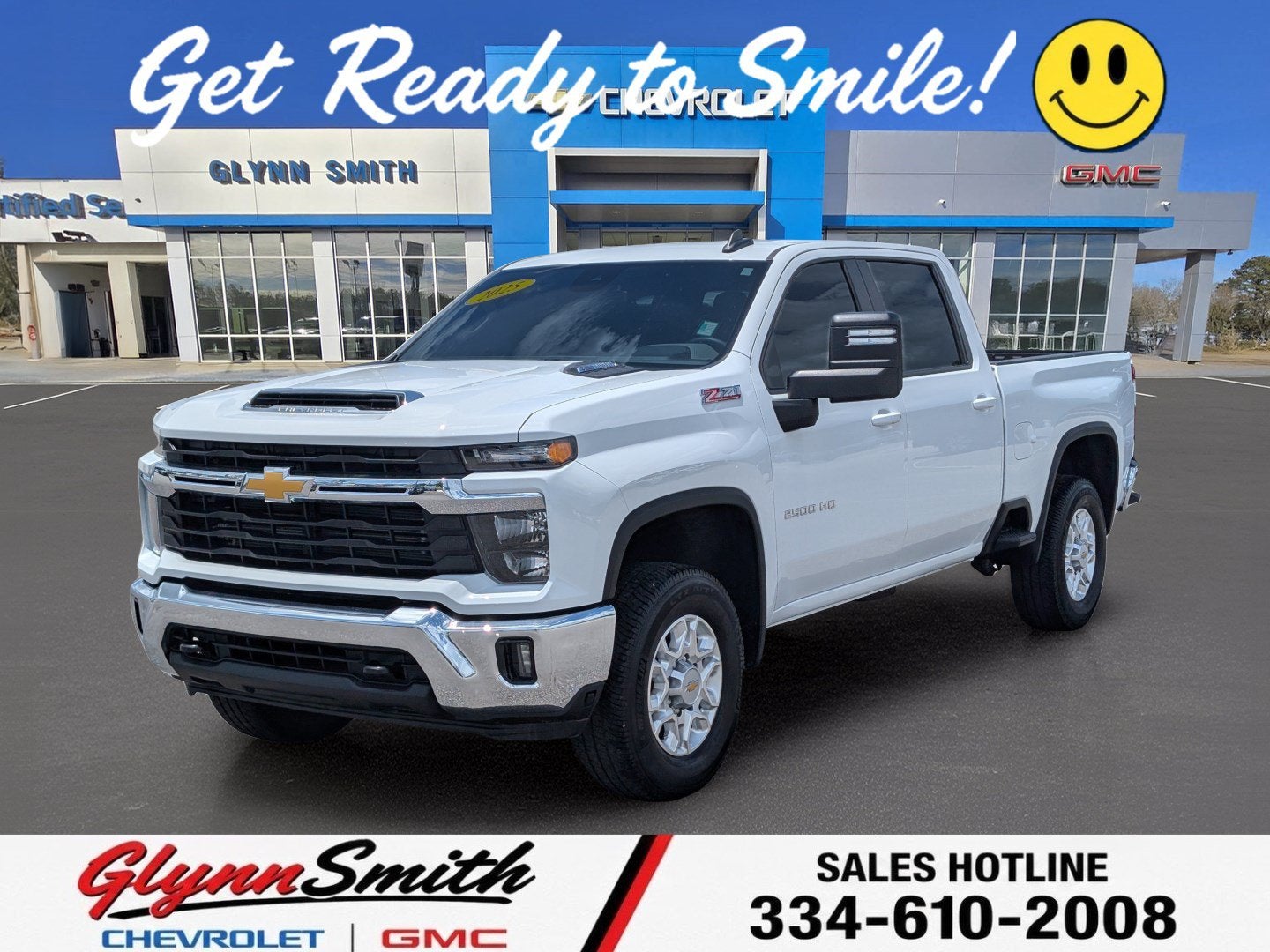 2025 Chevrolet Silverado 2500 HD LT in Summit White — front three-quarter view