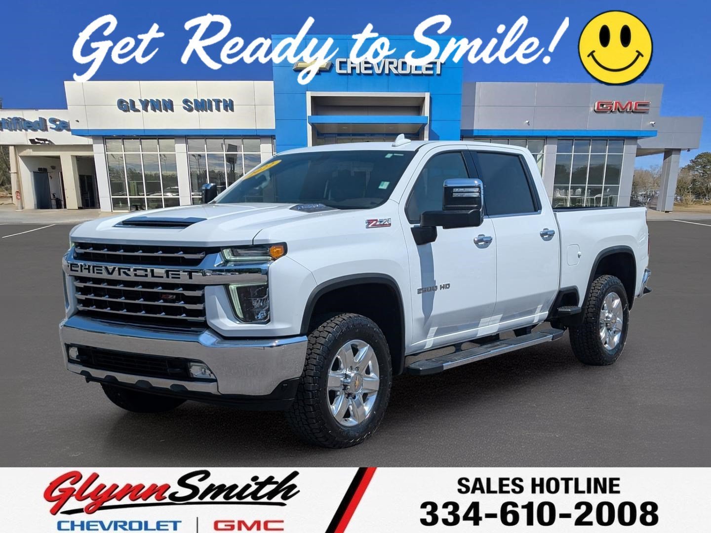 2022 Chevrolet Silverado 2500 HD LTZ in Summit White — front three-quarter view