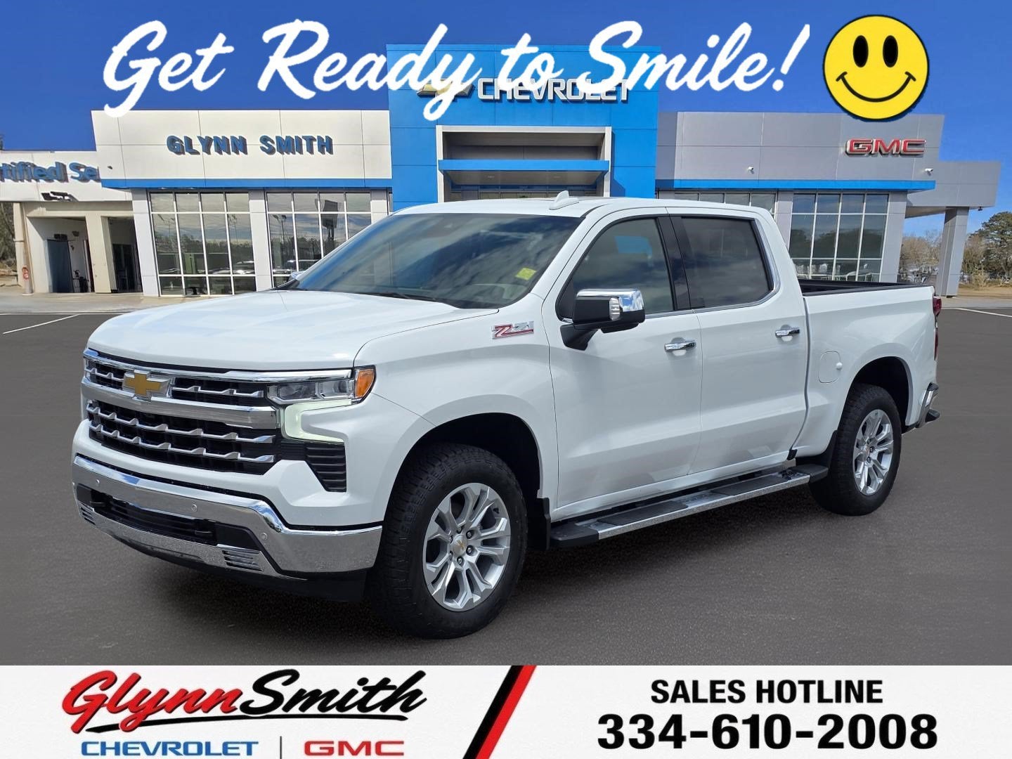 2026 Chevrolet Silverado 1500 LTZ in Summit White — front three-quarter view